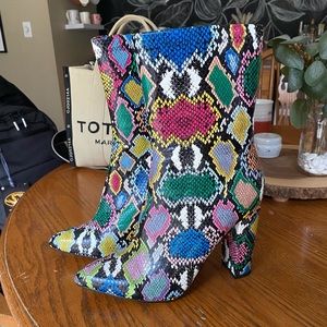 Multi-Colored Snakeskin Booties